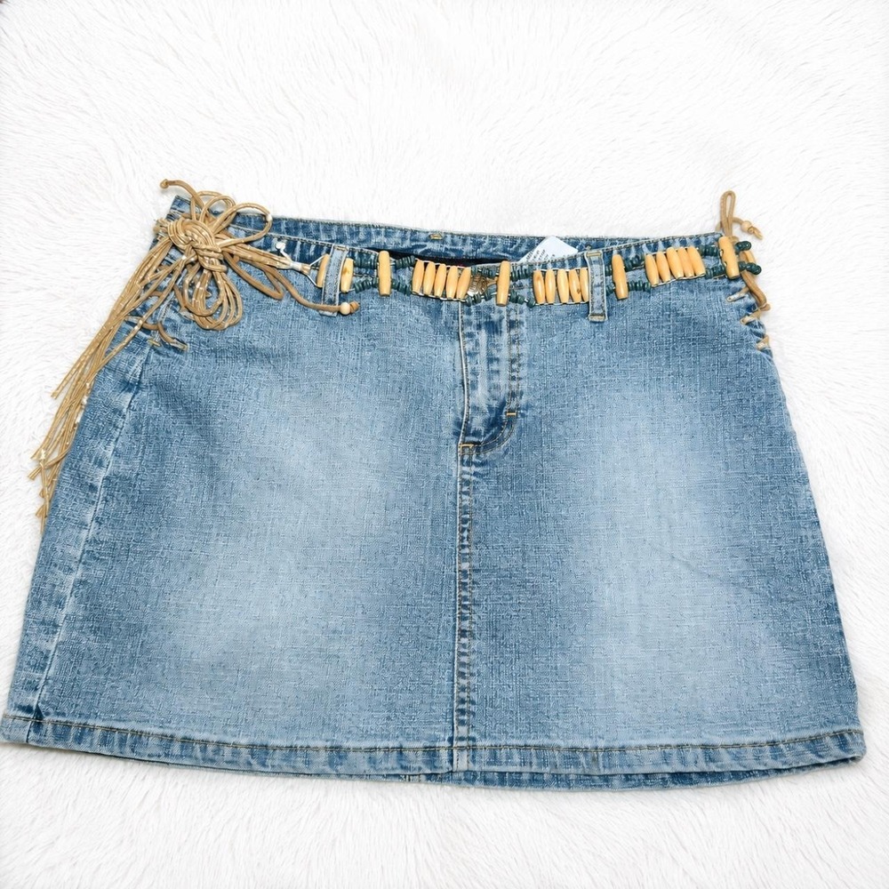 Y2K Mudd Beaded Denim Mini Skirt 🤎